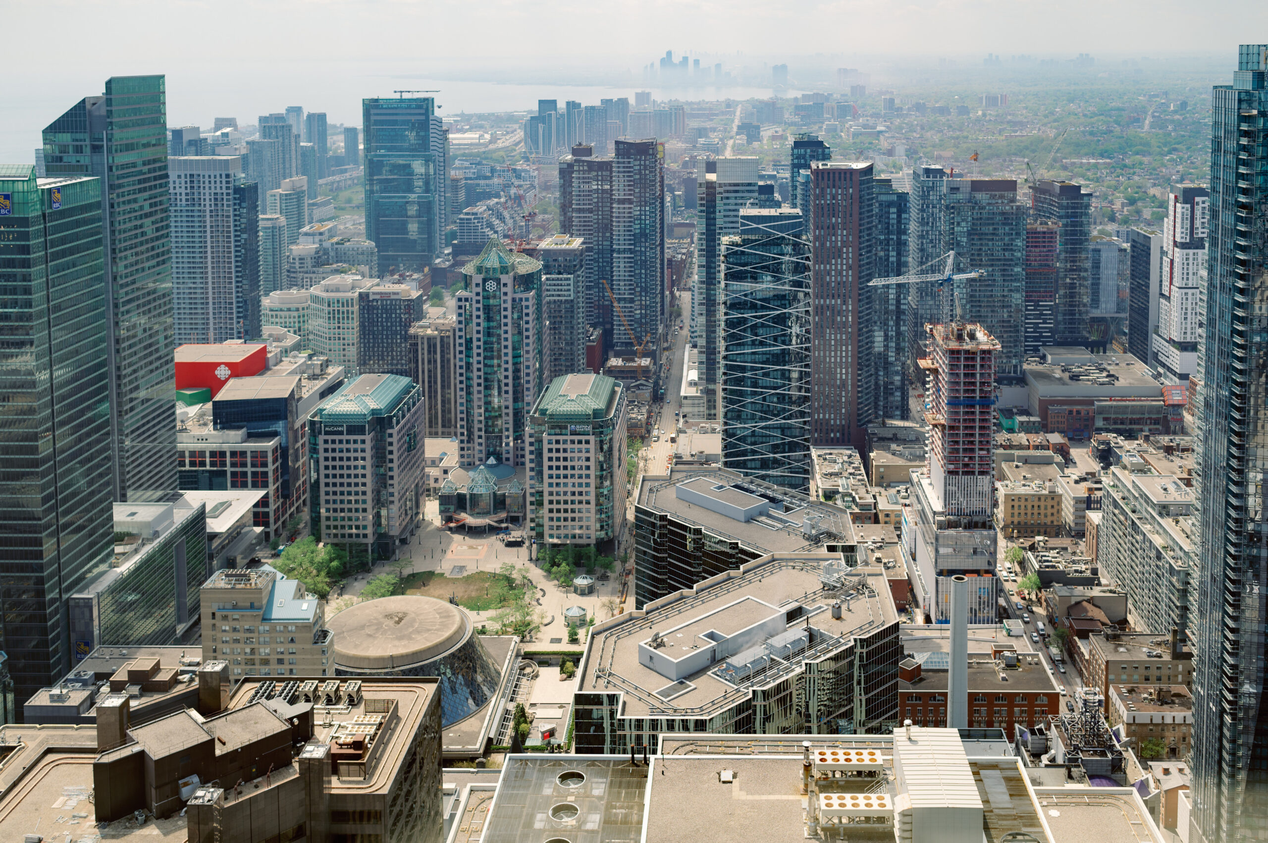 Toronto city view from high up in a tower