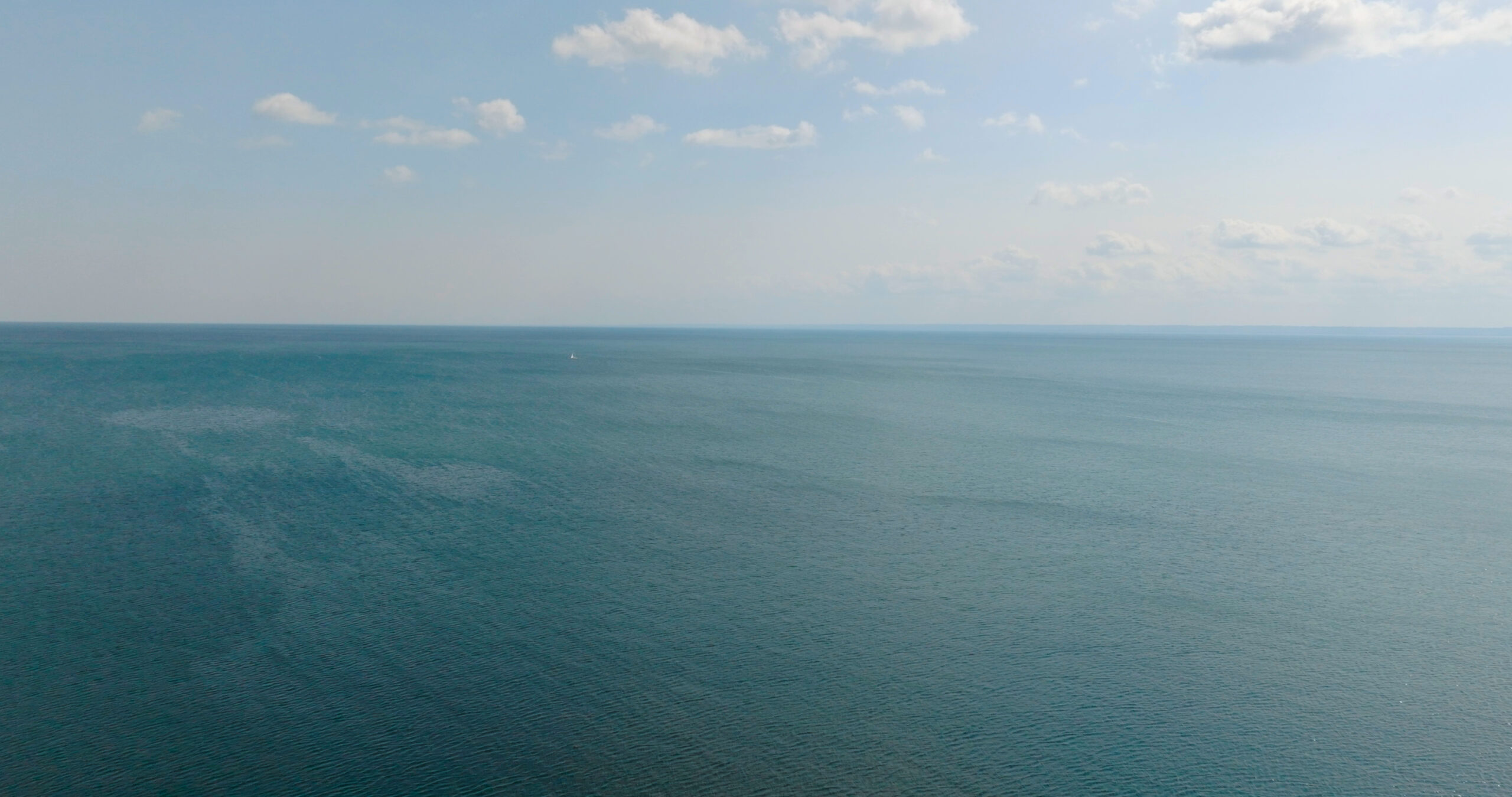 Aerial drone image of Lake Ontario at Oakville harbour